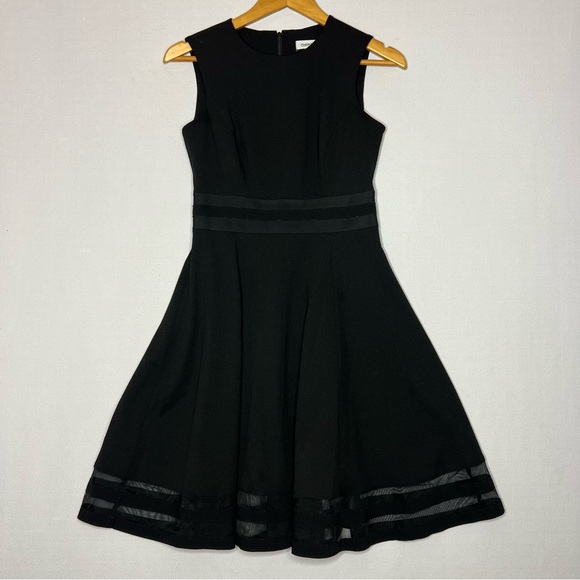 Calvin Klein Dresses & Skirts - Calvin Klein Ilusion Trim Fit Flare Midi Dress Cocktail Girls Night Size 2